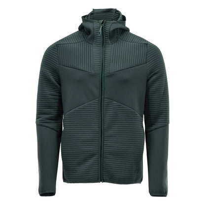 Suéter de lã, capuz, jaqueta micropolar com zíper, verde floresta