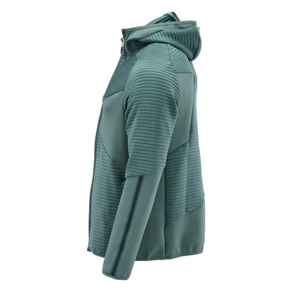 Suéter de lã, capuz, jaqueta micropolar com zíper, verde floresta claro