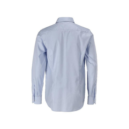 Camisa, corte justo, azul claro/branco