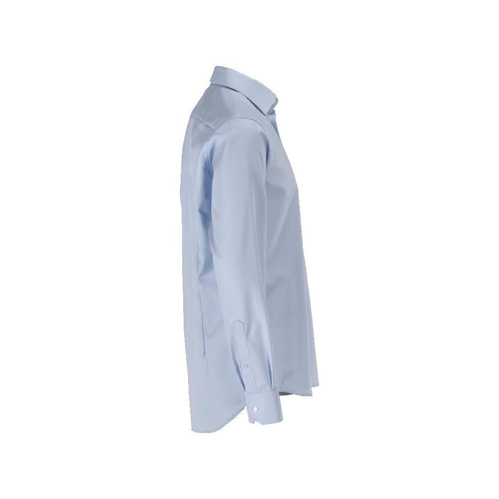 Camisa, corte justo, azul claro/branco