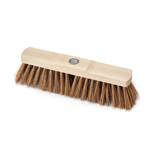 A vassoura industrial Nölle Profi Brush de 30 cm, em poli-coco com rosca para o cabo, da Nölle Profi Brush Bürsten- & Pinseltechnik e.K., possui cerdas castanhas rígidas e um orifício central roscado para a fixação do cabo, representada sobre um fundo branco.