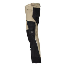Calças com bolsos nos joelhos, stretch, calças claras, cáqui claro/preto