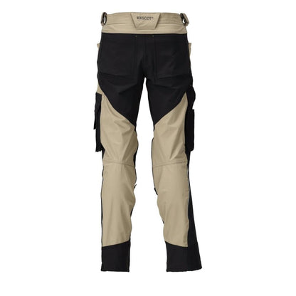 Calças com bolsos nos joelhos, stretch, calças claras, cáqui claro/preto