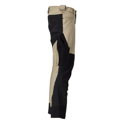 Calças com bolsos nos joelhos, stretch, calças claras, cáqui claro/preto