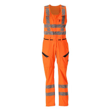 Calças combinadas com bolsos nas coxas, calças combinadas elásticas, laranja de alta visibilidade