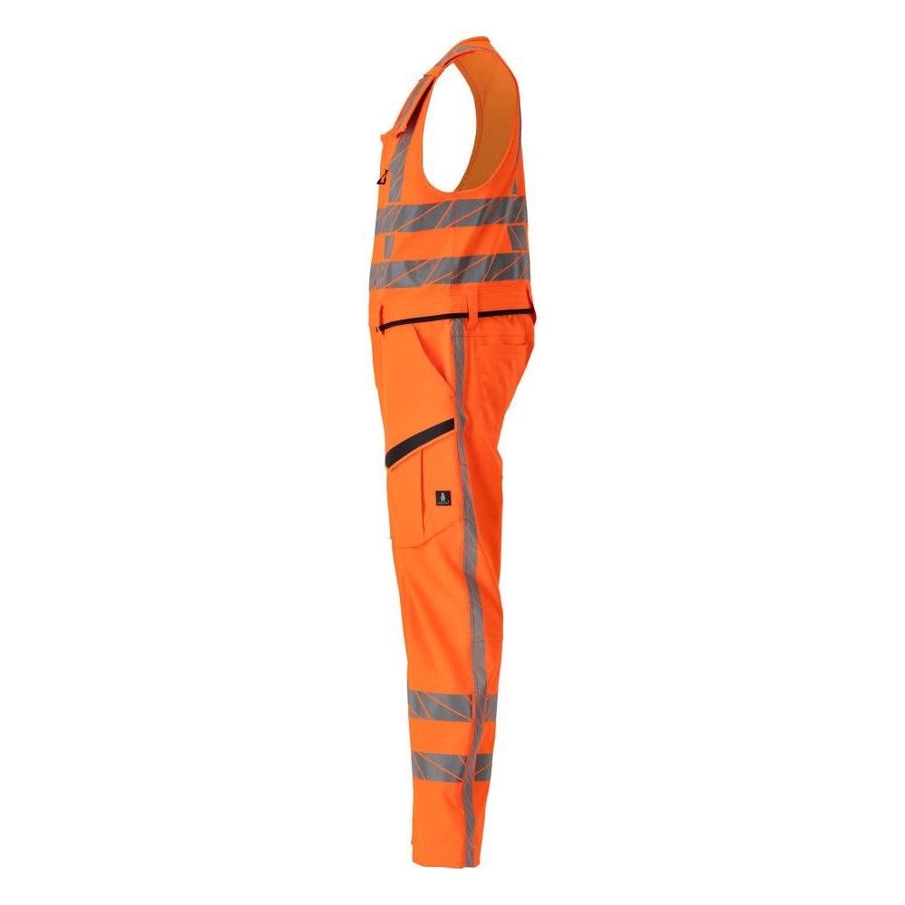 Calças combinadas com bolsos nas coxas, calças combinadas elásticas, laranja de alta visibilidade