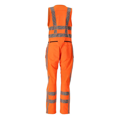 Calças combinadas com bolsos nas coxas, calças combinadas elásticas, laranja de alta visibilidade