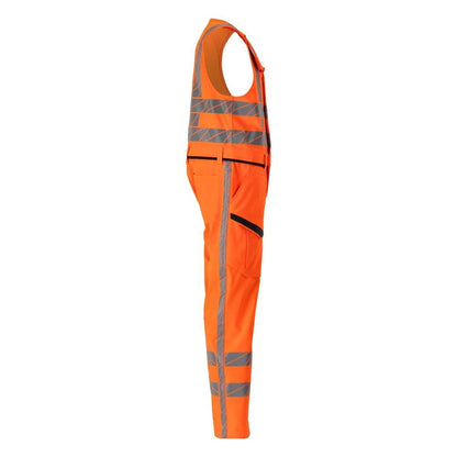 Calças combinadas com bolsos nas coxas, calças combinadas elásticas, laranja de alta visibilidade