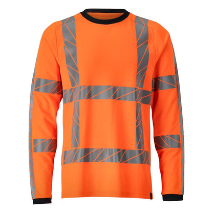 T-shirt, manga comprida, t-shirt de corte moderno, laranja de alta visibilidade