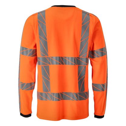 T-shirt, manga comprida, t-shirt de corte moderno, laranja de alta visibilidade