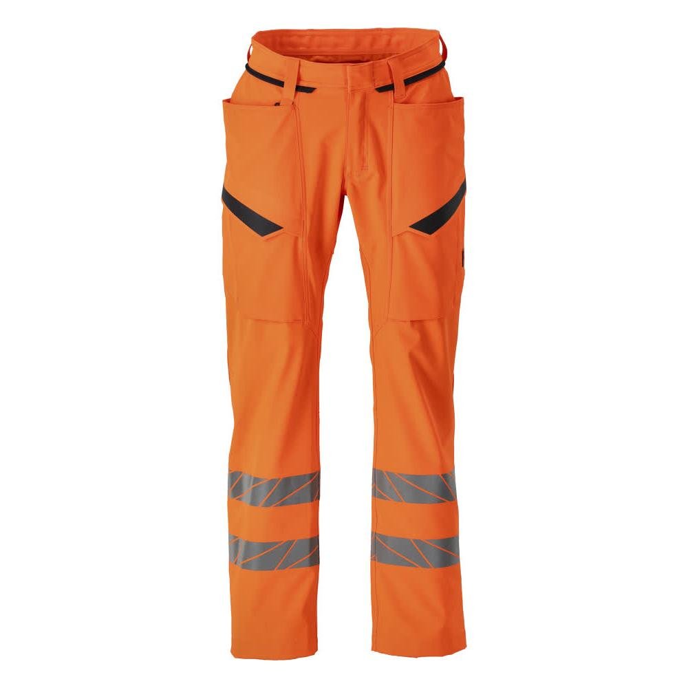Calças com bolsos nas coxas, calças stretch, laranja de alta visibilidade