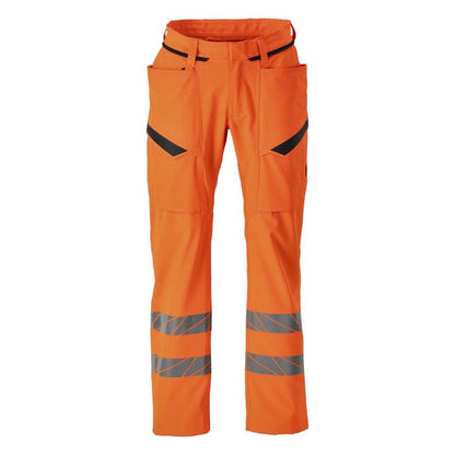 Calças com bolsos nas coxas, calças stretch, laranja de alta visibilidade