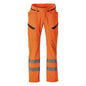 Calças com bolsos nas coxas, calças stretch, laranja de alta visibilidade