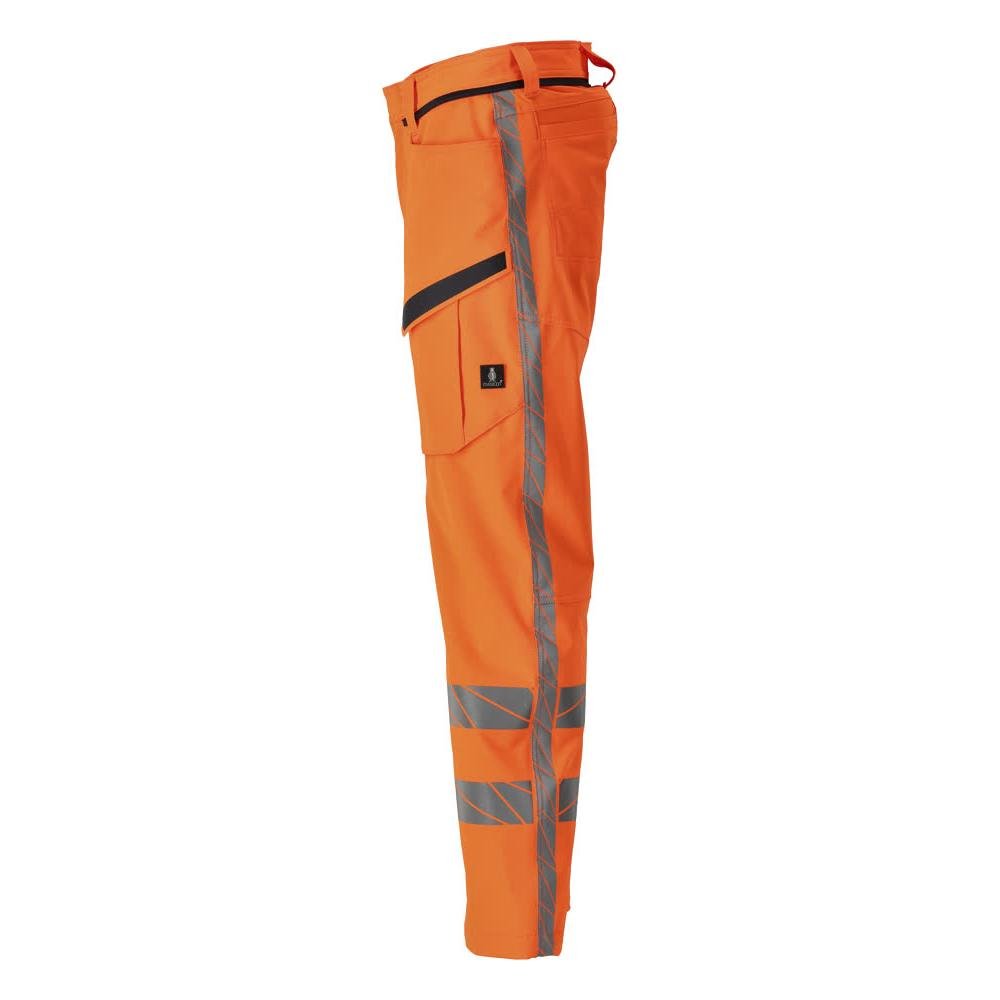 Calças com bolsos nas coxas, calças stretch, laranja de alta visibilidade