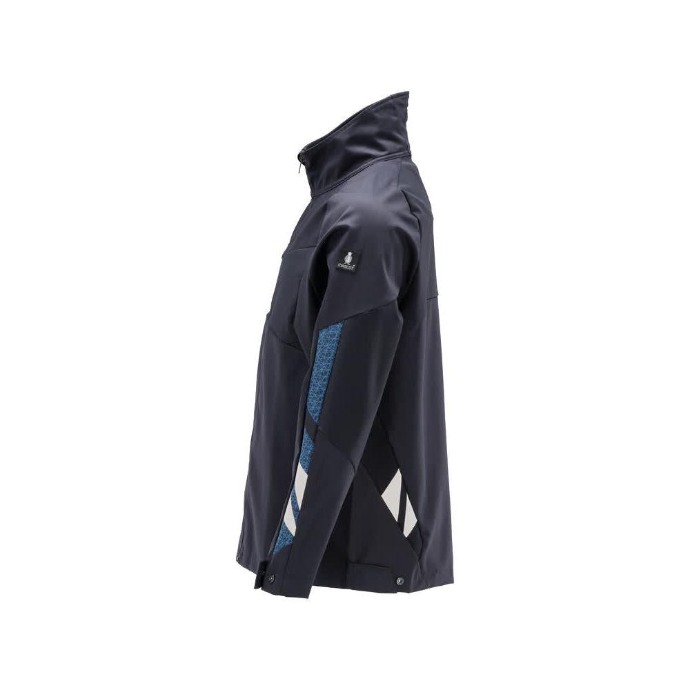 Jaqueta, stretch, jaqueta de trabalho de metal com zíper, preto-azul