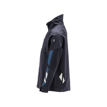 Jaqueta, stretch, jaqueta de trabalho de metal com zíper, preto-azul
