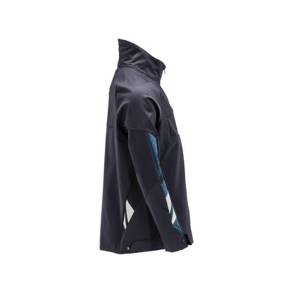 Jaqueta, stretch, jaqueta de trabalho de metal com zíper, preto-azul