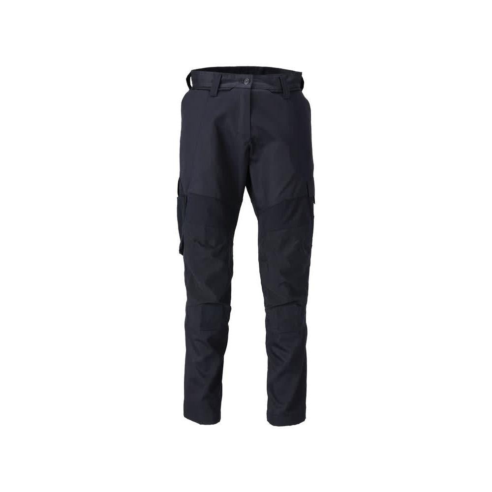 Calças com bolsos nos joelhos, calças femininas, preto-azul