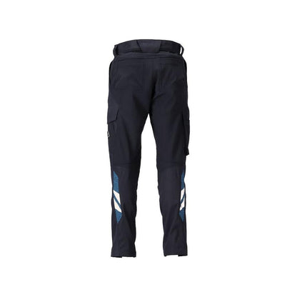 Calças com bolsos nos joelhos, calças femininas, preto-azul