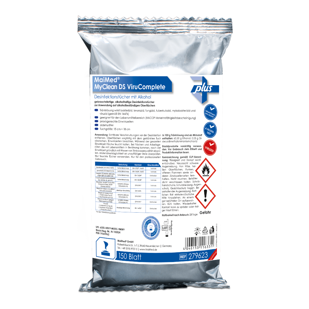 MaiMed MyClean DS ViruComplete Refill, embebido-neutro 15x18cm | Embalagem (120 peças) 