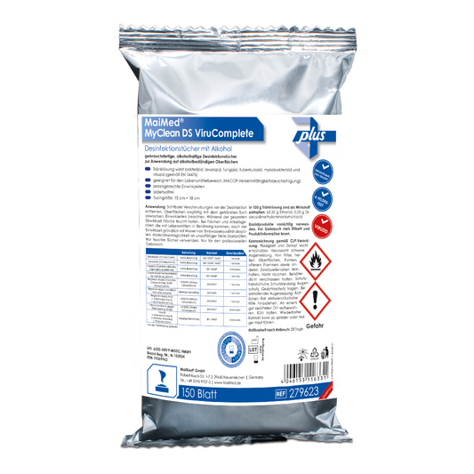 MaiMed MyClean DS ViruRecarga Completa 120 peças. Toalhetes embebidos-neutros 15x18cm | Pacote (150 peças)