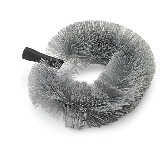 A cabeça de substituição oval Staubbiene de 25 cm da Nölle Profi Brush, uma escova sintética da Nölle Profi Brush Bürsten- & Pinseltechnik e.K., possui cerdas cinzentas densas e um cabo preto, ilustrado sobre fundo branco.