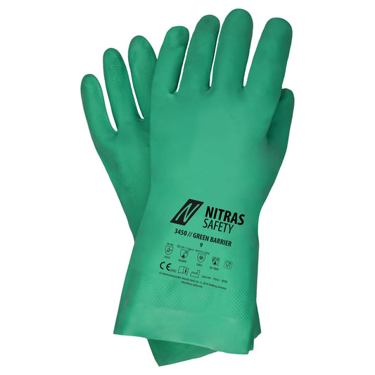 NITRAS GREEN BARRIER, luvas de proteção química, verdes