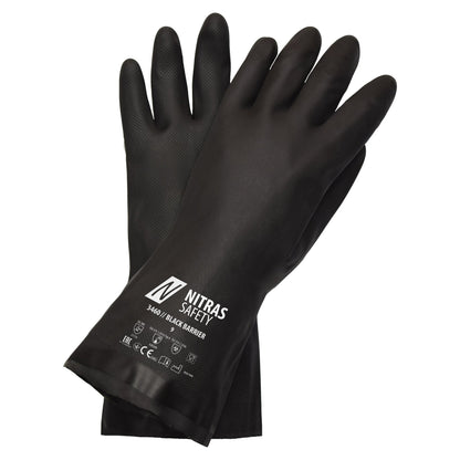 NITRAS BLACK BARRIER, luvas de proteção química, pretas