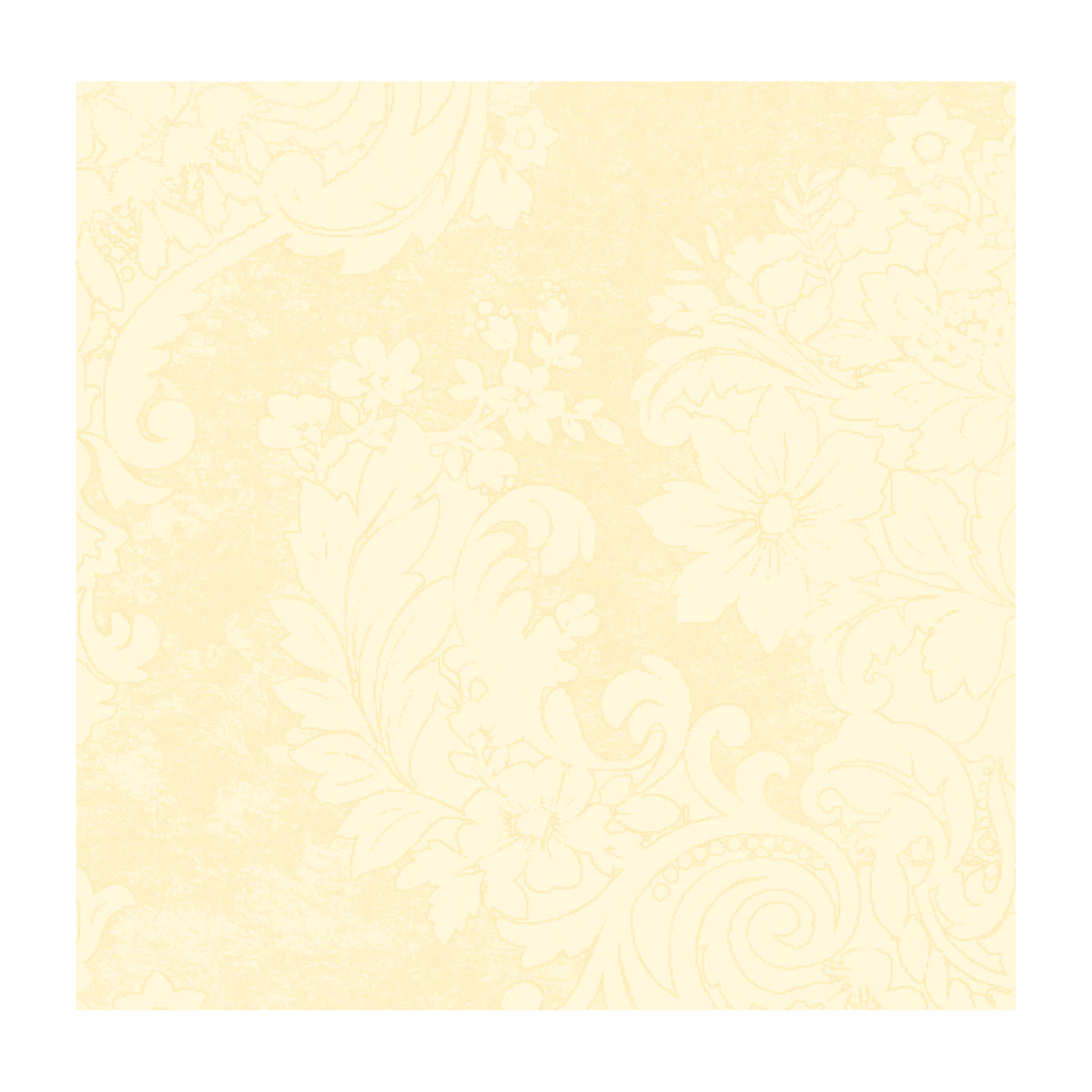Um guardanapo Dunilin® com padrão quadrado no formato 40 x 40 cm da Duni GmbH apresenta um fundo amarelo claro com designs intrincados de flores e folhas em um tom de amarelo um pouco mais escuro, oferecendo um efeito decorativo sutil, ideal para guardanapos descartáveis elegantes para ocasiões festivas.