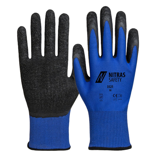 Luvas de nylon NITRAS, azuis / pretas