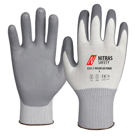 NITRAS NYLOFLEX FOAM, luvas de montagem, branco / cinza