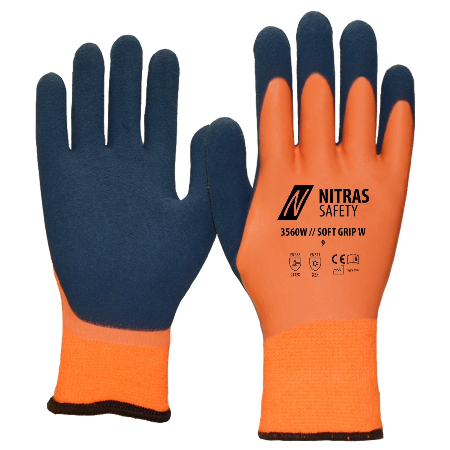 NITRAS SOFT GRIP W, luvas de inverno, laranja / azul escuro