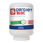 Eine große weiße 4-kg-Kartusche mit der Aufschrift "Dr. Schnell PEROJET BLOC 5 Geschirrreiniger für gewerbliche Spülmaschinen, chlorhaltig" zeigt deutschen Text, ein grünes Zertifizierungssymbol und das Logo der DR.SCHNELL GmbH & Co. KGaA-Logo.