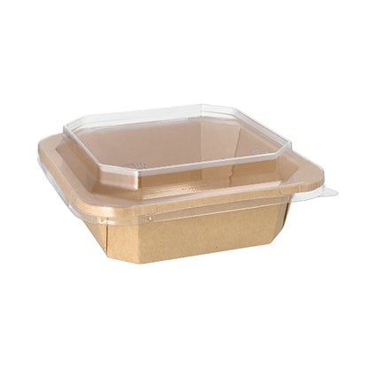 Starpak 25 Lunchboxen, eckig aus umweltfreundlicher Pappe mit transparentem Kunststoffdeckel der Marke Starpak em fundo branco.