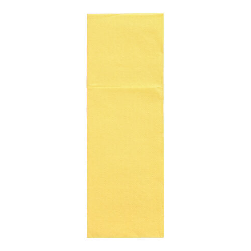 Um guardanapo de papel amarelo retangular da PAPSTAR 50 guardanapos "DAILY Collection" (48 cm x 30 cm, dobra para talheres) da PAPSTAR GmbH, não dobrado e apresentado sobre um fundo branco.
