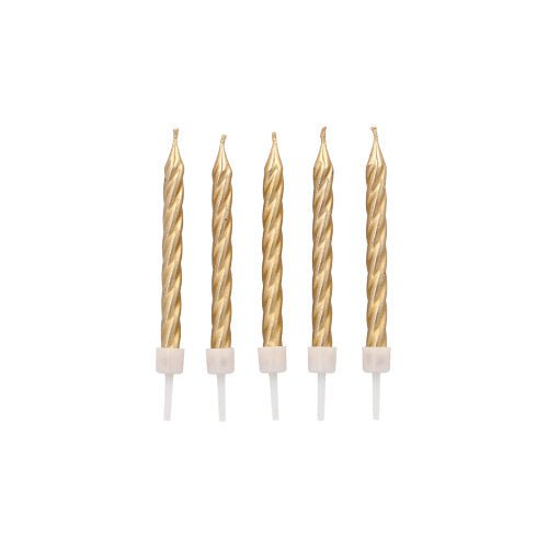 Doze PAPSTAR velas de aniversário de 6 cm com suportes da PAPSTAR GmbH estão dispostas em fila sobre um fundo branco.