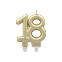 PAPSTAR Velas de aniversário com suporte 7 cm "dourado" de PAPSTAR GmbH, em forma do número 18 com dois suportes brancos, sobre fundo branco - ideal como velas de aniversário ou velas festivas com suporte para ocasiões especiais.