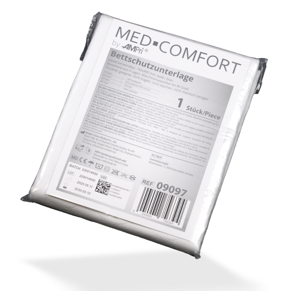 Protetor de cama AMPri MED-COMFORT lavável 75 x 90 cm, azul/branco | Pacote (1 peça)