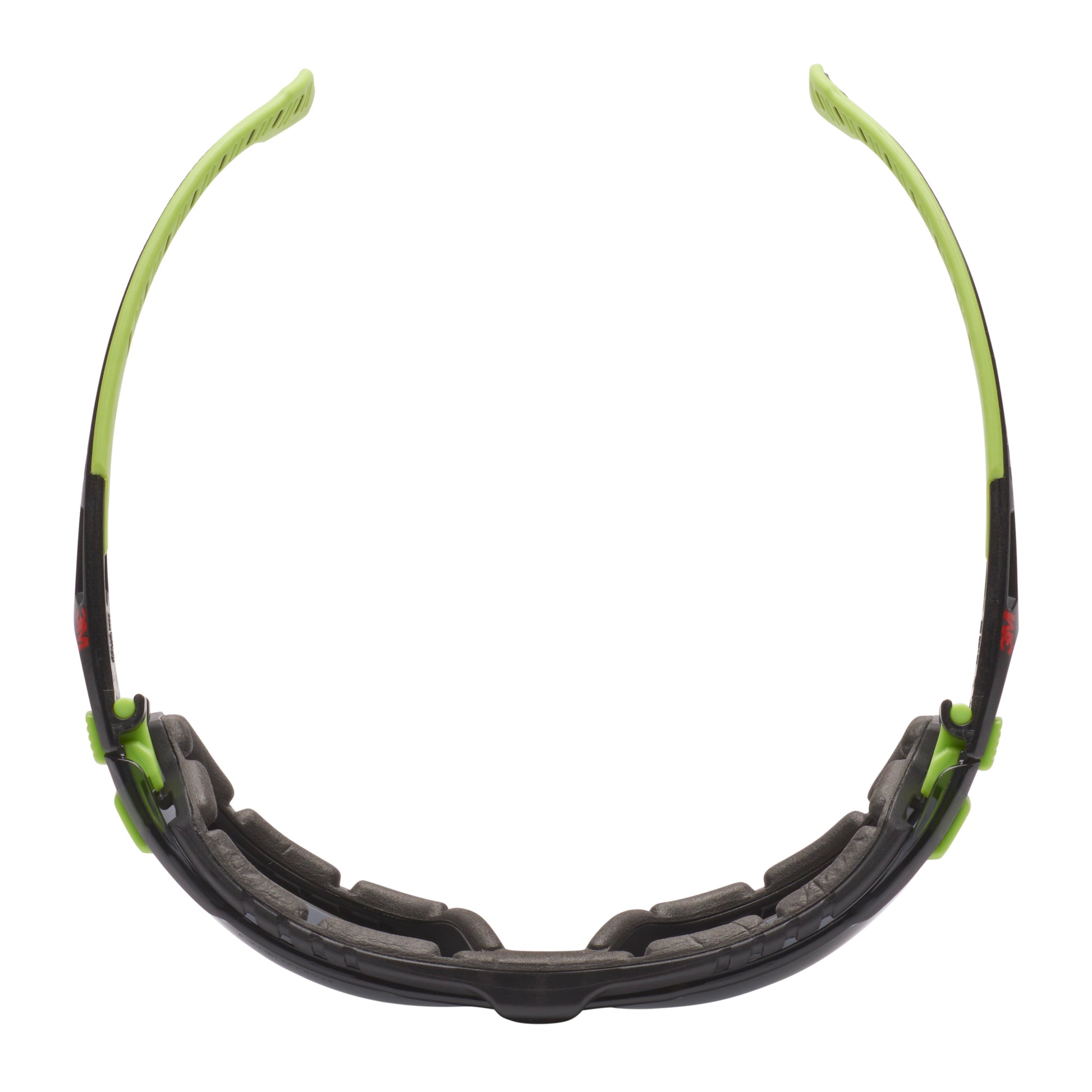 Die 3M™ Solus™ Schutzbrille 1000 von 3M Deutschland GmbH verfügt über grün/schwarze Bügel, einen dunkel konturierten Rahmen, graue Gläser mit Scotchgard™ Anti-Beschlag-Beschichtung und wird mit einer abnehmbaren Schaumstoffdichtung geliefert.