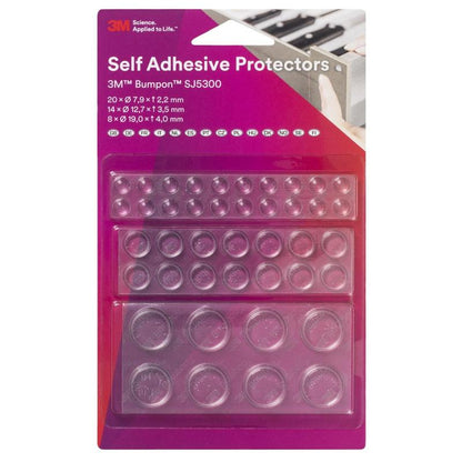 Mini pacote de tampão elástico 3M™ Bumpon™ SJ5300BL (20x SJ5302, 14x SJ5312, 8x SJ5344), transparente | Pacote (1 conjunto)