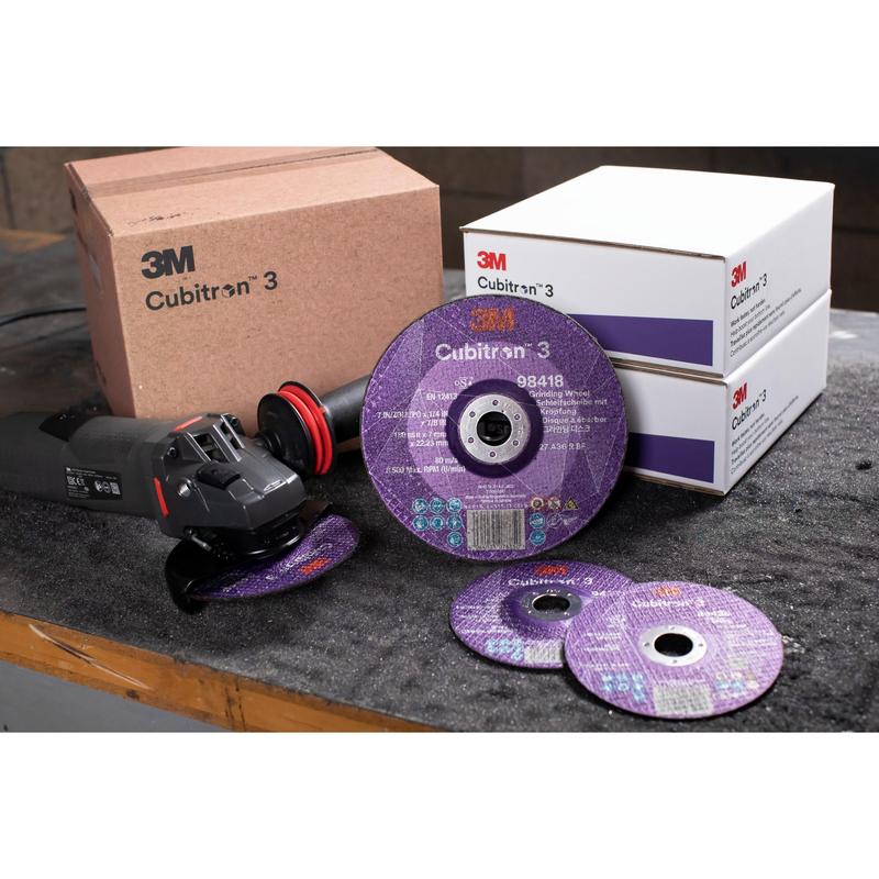 Disco de desbaste 3M™ Cubitron™ 3 para corte e retificação, 93314, 36+, T27, 100 mm x 3,2 mm x 15,88 mm, EN, 10/pacote, 20 peças/PU | Pacote (10 peças)