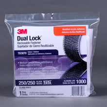 3M™ Dual Lock™ TB3870, Preto, 25 mm x 3 m, 6,1 mm, 40 cabeças/cm2, exterior | Bolsa (1 peça)