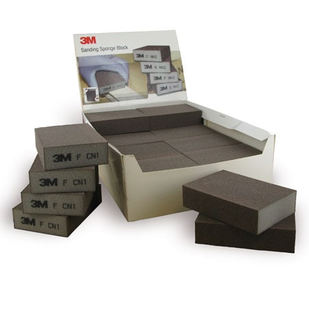 Esponja de lixa 3M™, 68 mm x 100 mm x 26 mm, A, dura, grossa, quatro lados | Pacote (24 peças)