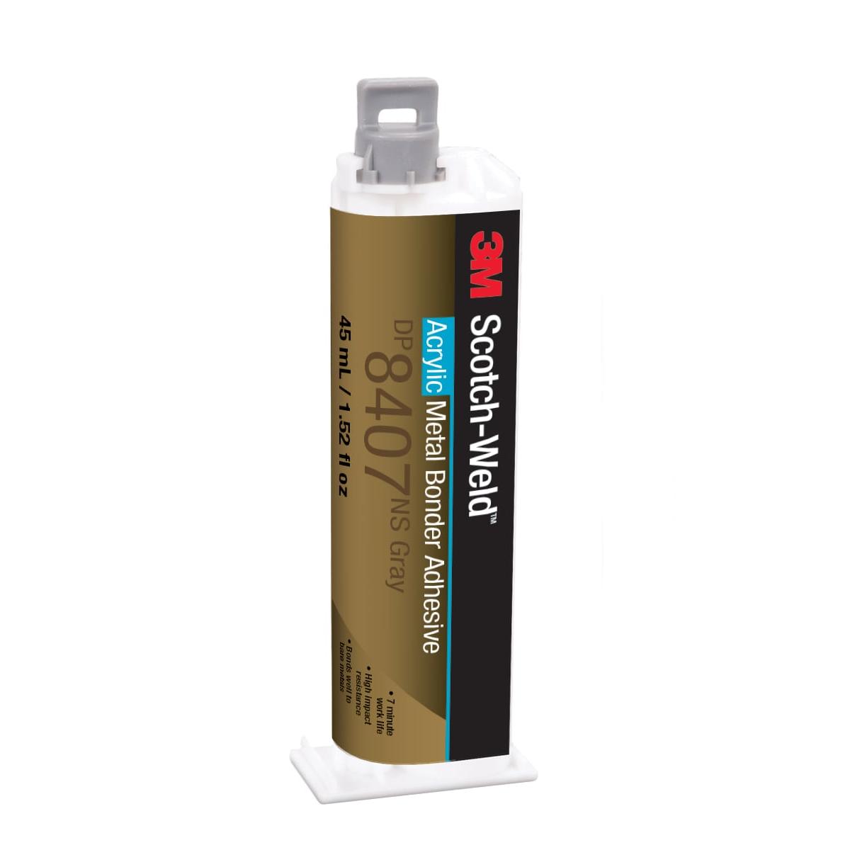 Adesivo de construção à base de acrílico de 2 componentes 3M™ Scotch-Weld™ DP8407NS, cinza, 45 ml | Pacote (1 peça)