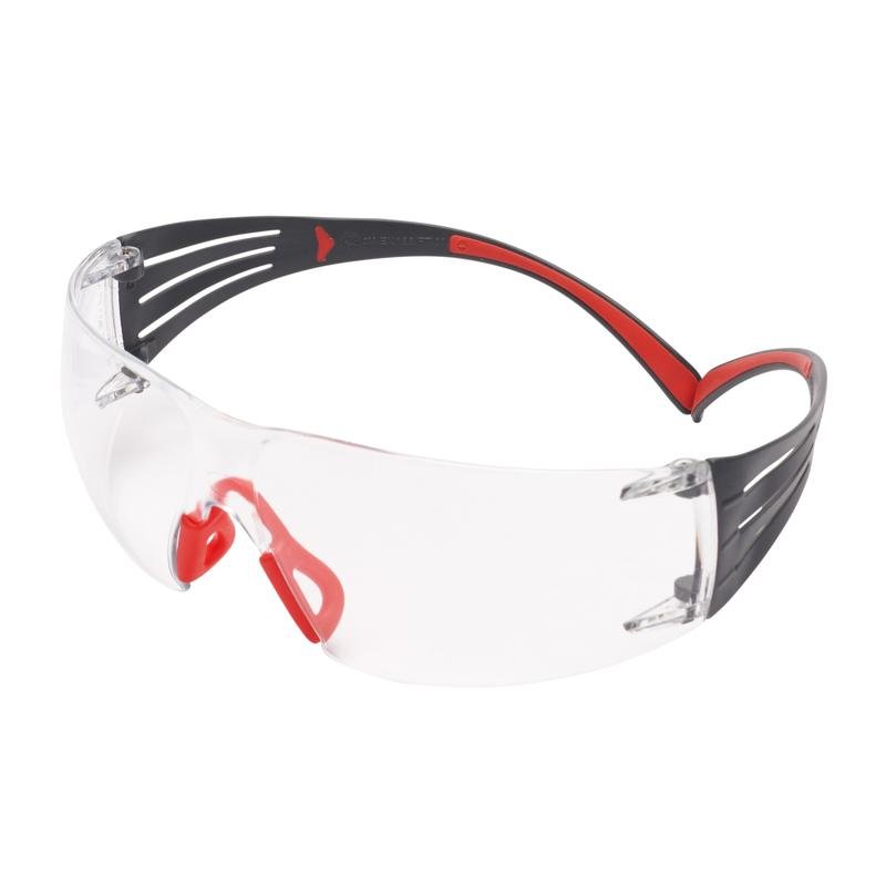 Óculos de segurança 3M™ SecureFit™ 400, hastes vermelhas/cinza, revestimento antiembaçante/antiarranhões Scotchgard™ (K&N), lente transparente, SF401SGAF-RED-EU | Pacote (1 peça)