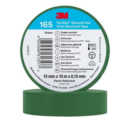 Fita Isolante de Vinil 3M™ Temflex™ 165, Verde - Fita Isolante Elétrica