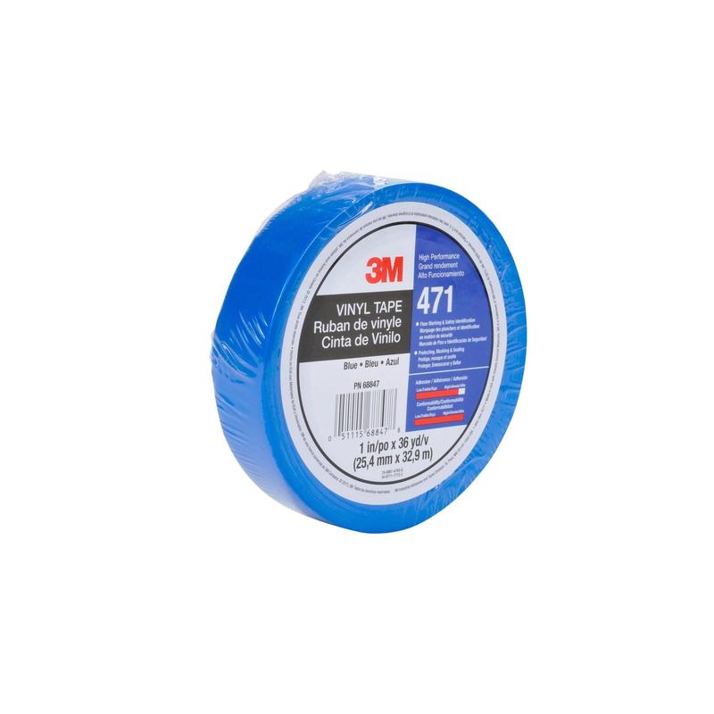 Fita de PVC macio 3M™ 471, azul, 9 mm x 33 m, 0,14 mm, embalada individualmente | Pacote (1 rolo)