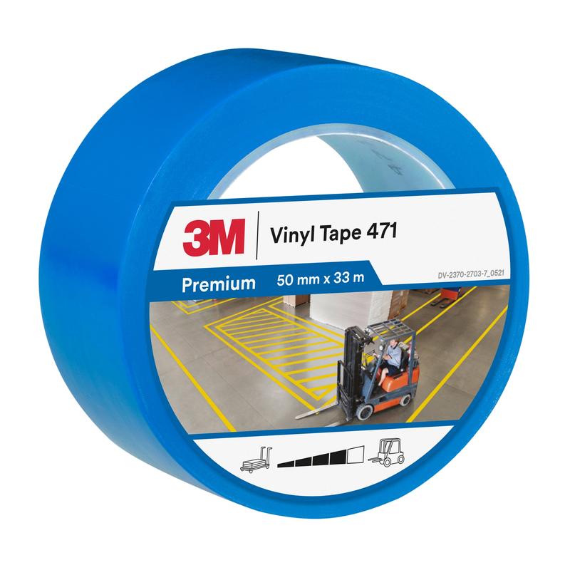 Fita de PVC macio 3M™ 471, azul, 50 mm x 33 m, 0,14 mm, embalada individualmente | Pacote (1 rolo)