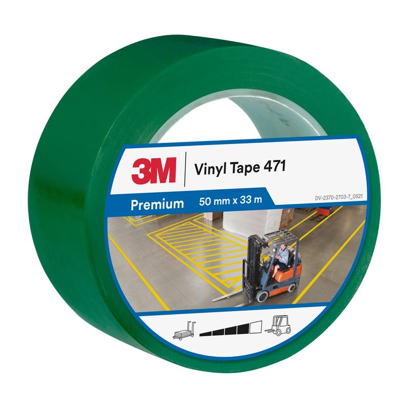 Fita de PVC macio 3M™ 471, verde, 50 mm x 33 m, 0,14 mm, embalada individualmente | Pacote (1 rolo)
