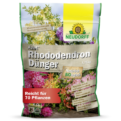 Azet RhododendronDünger da Neudorff Shop é ideal para azáleas e rododendros e garante um crescimento exuberante e saudável.